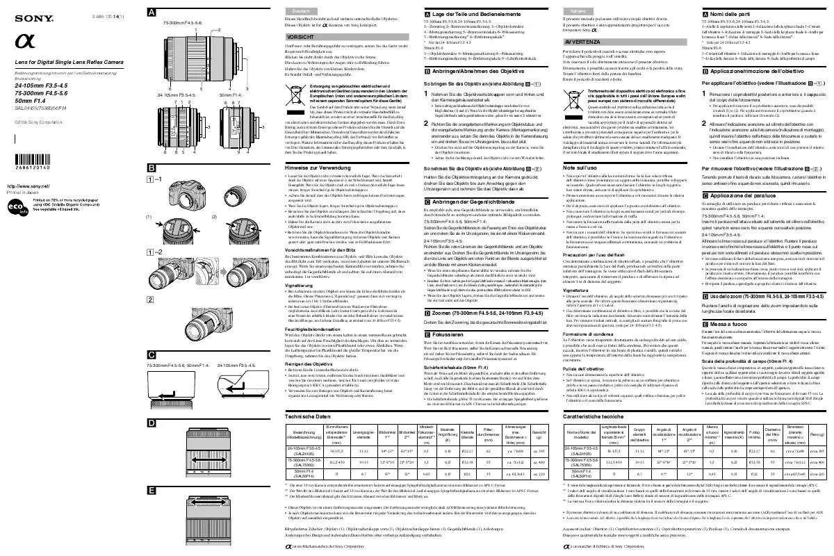 Mode d'emploi SONY SAL24105