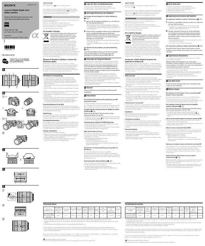 Mode d'emploi SONY SAL2470Z