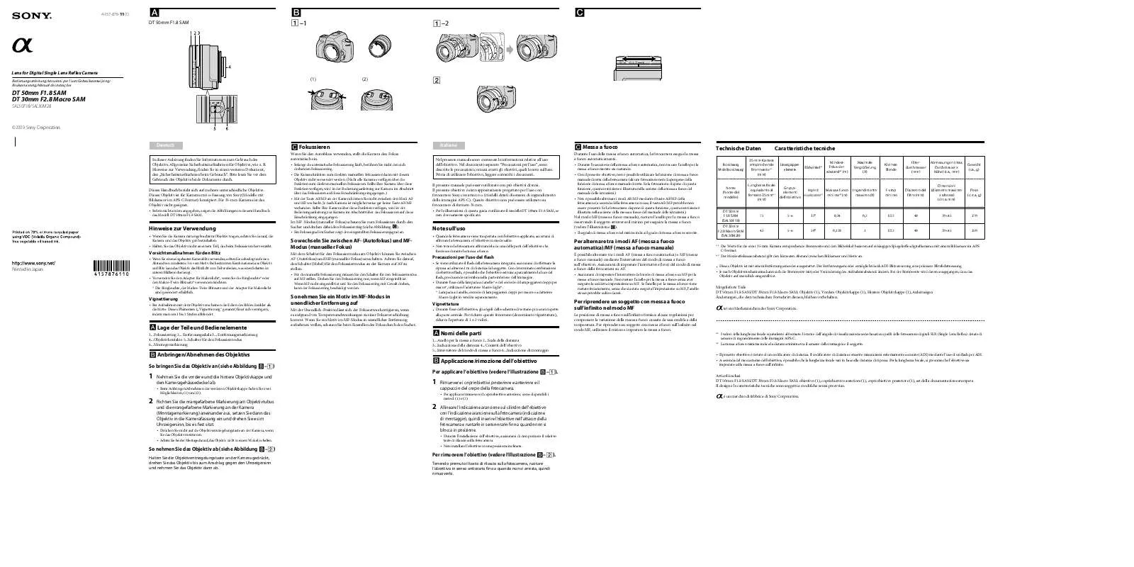 Mode d'emploi SONY SAL30M28