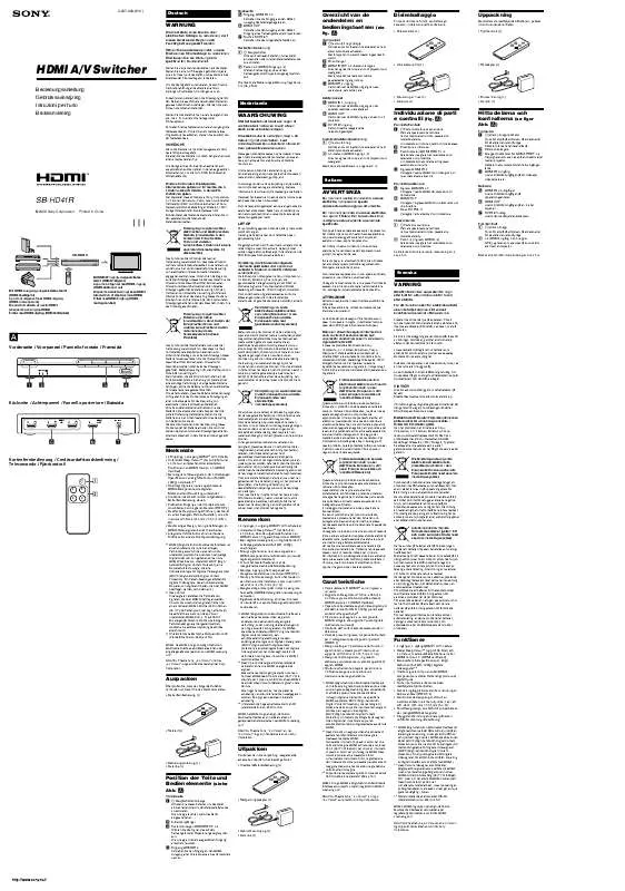 Mode d'emploi SONY SB-HD41R