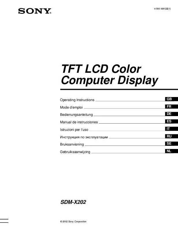 Mode d'emploi SONY SDM-X202