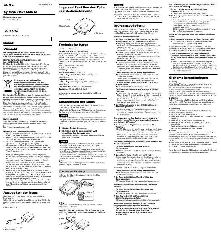 Mode d'emploi SONY SMU-M10