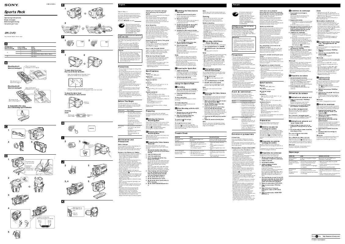 Mode d'emploi SONY SPK-DVF2