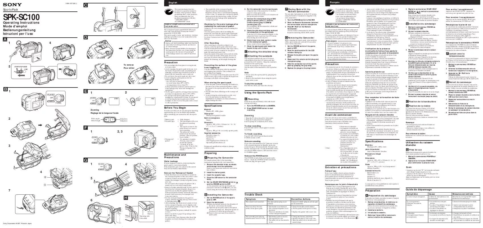 Mode d'emploi SONY SPK-SC100