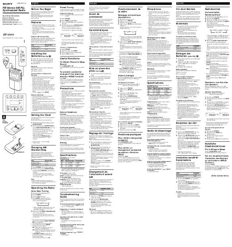 Mode d'emploi SONY SRF-M606