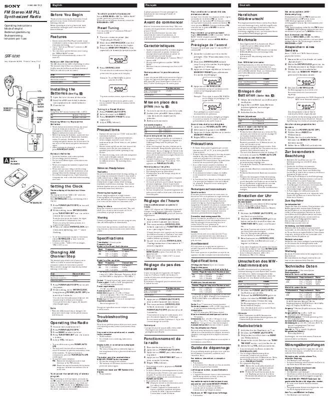 Mode d'emploi SONY SRF-M90