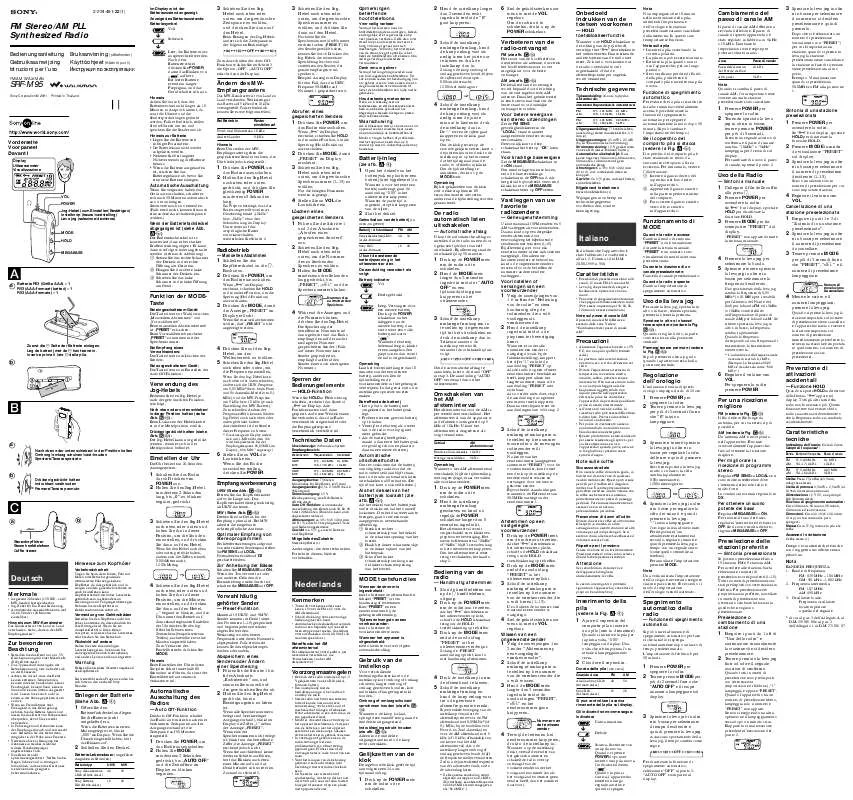 Mode d'emploi SONY SRF-M95