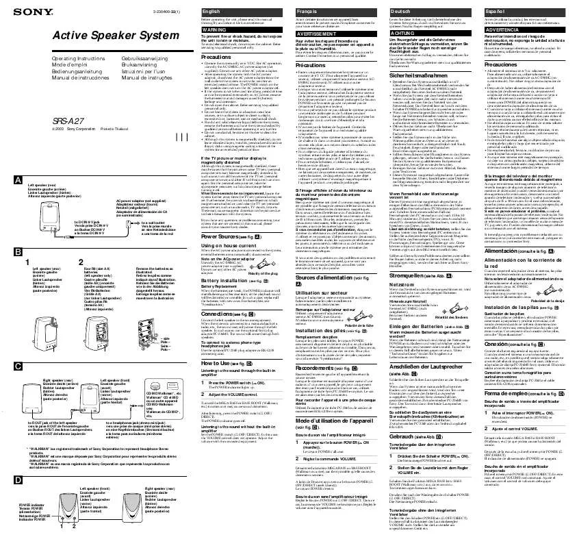 Mode d'emploi SONY SRS-A27