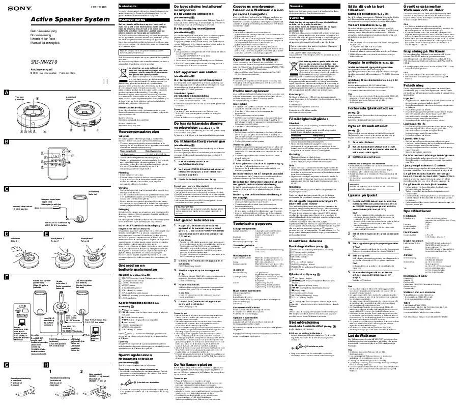 Mode d'emploi SONY SRS-NWZ10