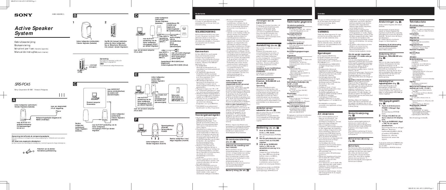 Mode d'emploi SONY SRS-PC45