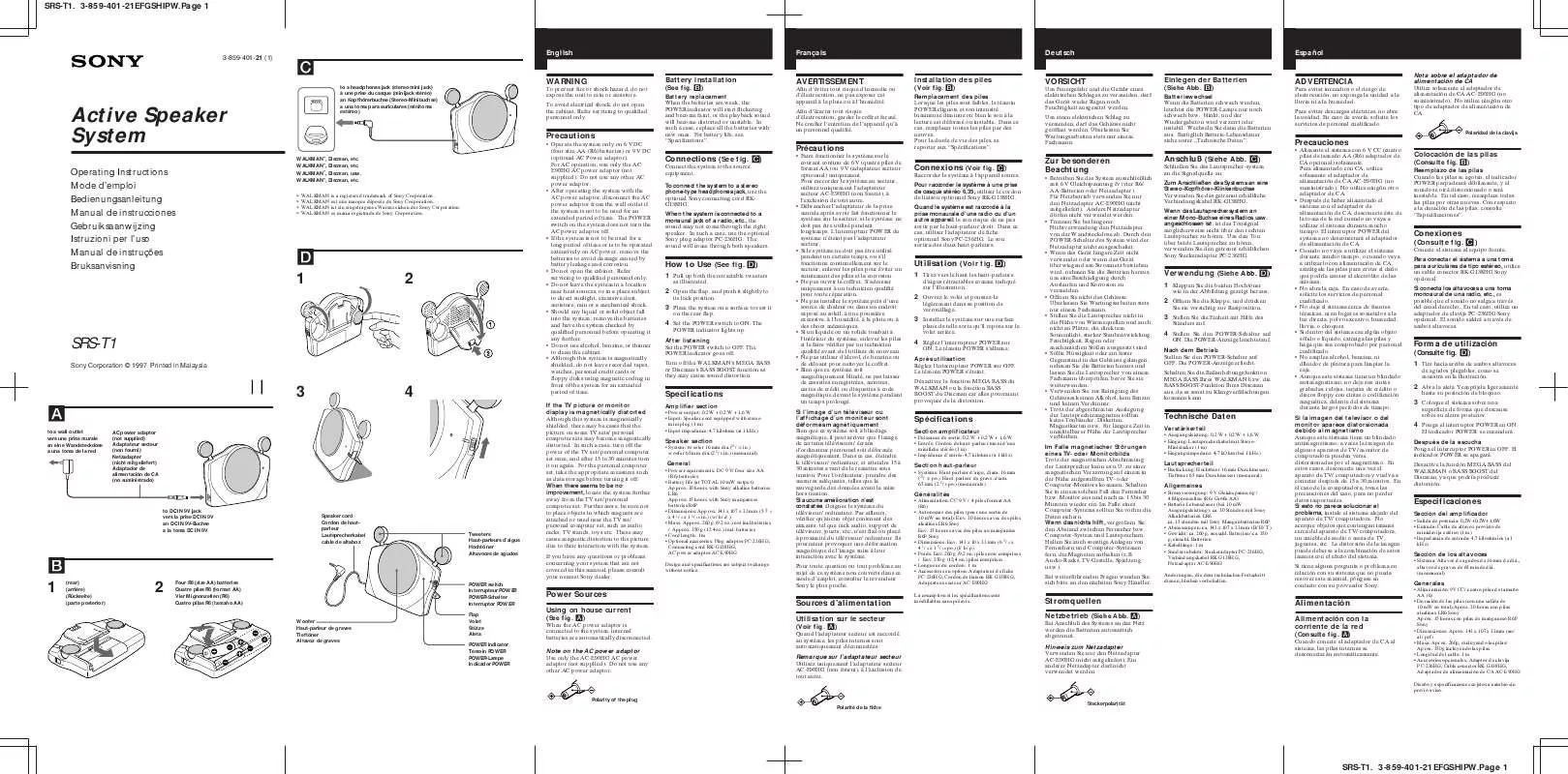 Mode d'emploi SONY SRS-T1