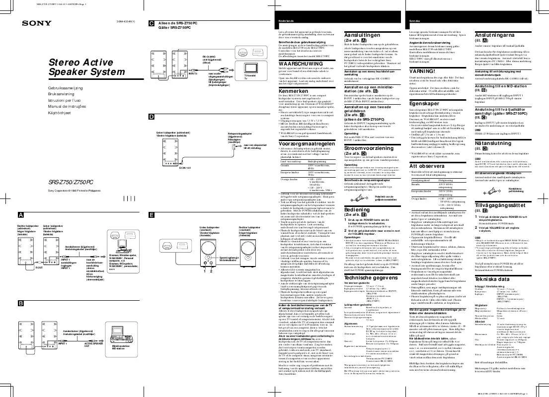 Mode d'emploi SONY SRS-Z750