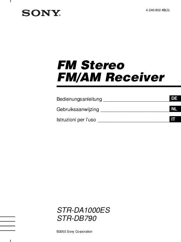 Mode d'emploi SONY STR-DA1000ES