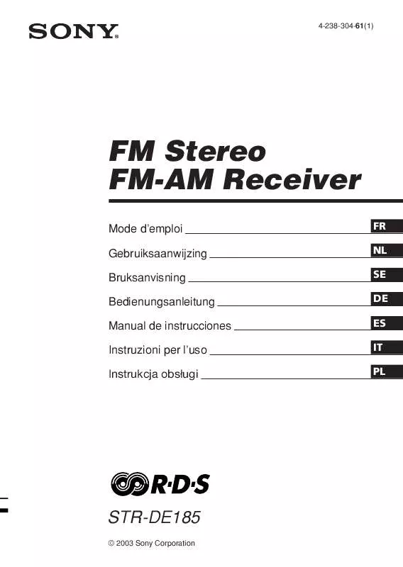 Mode d'emploi SONY STR-DE185