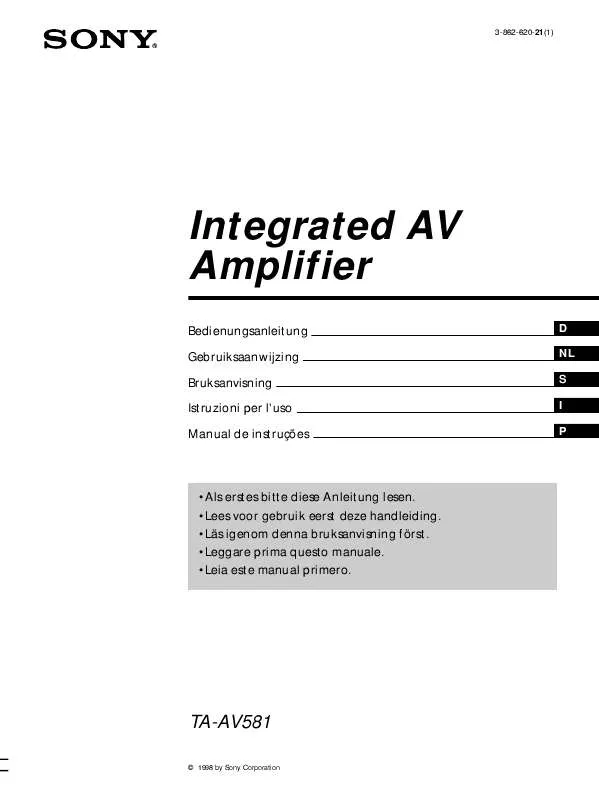 Mode d'emploi SONY TA-AV581