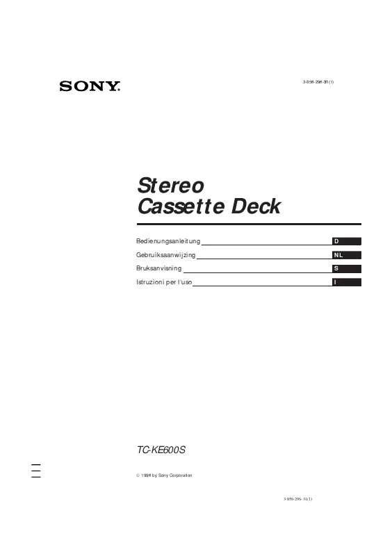 Mode d'emploi SONY TC-KE600S