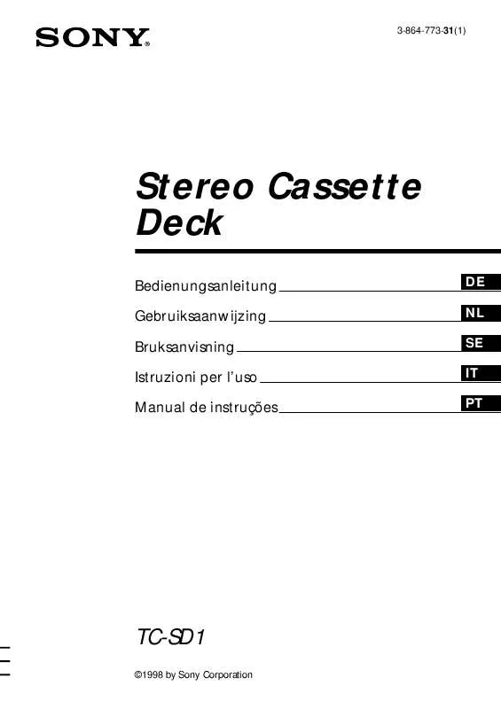 Mode d'emploi SONY TC-SD1