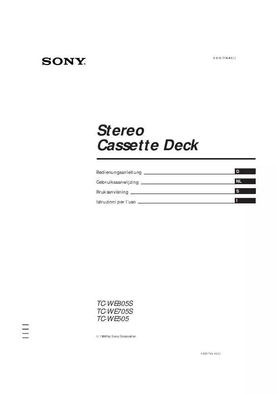 Mode d'emploi SONY TC-WE805S