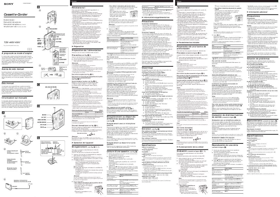 Mode d'emploi SONY TCM-459V