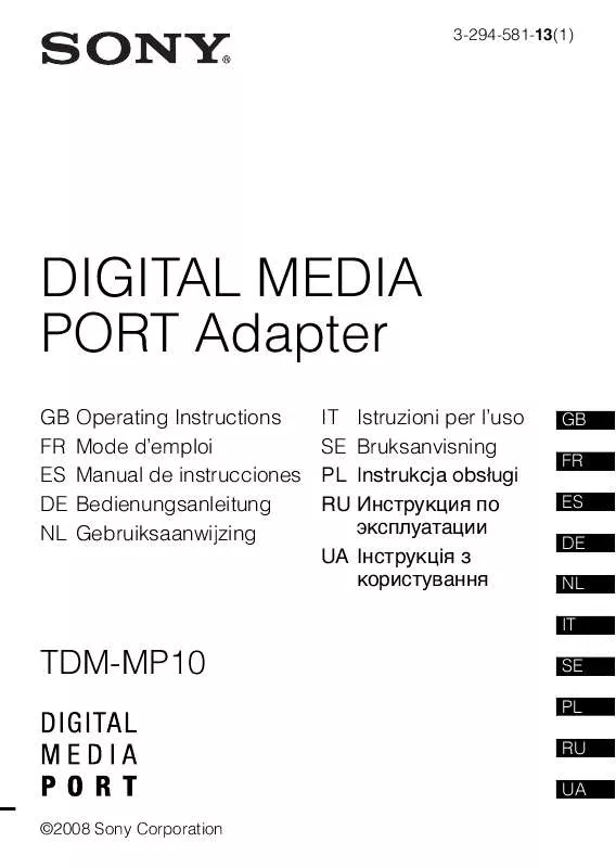 Mode d'emploi SONY TDM-MP10