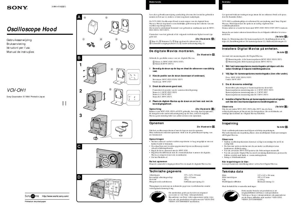 Mode d'emploi SONY VCV-OH1