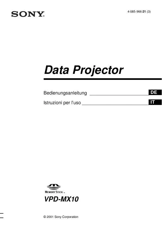 Mode d'emploi SONY VPD-MX10