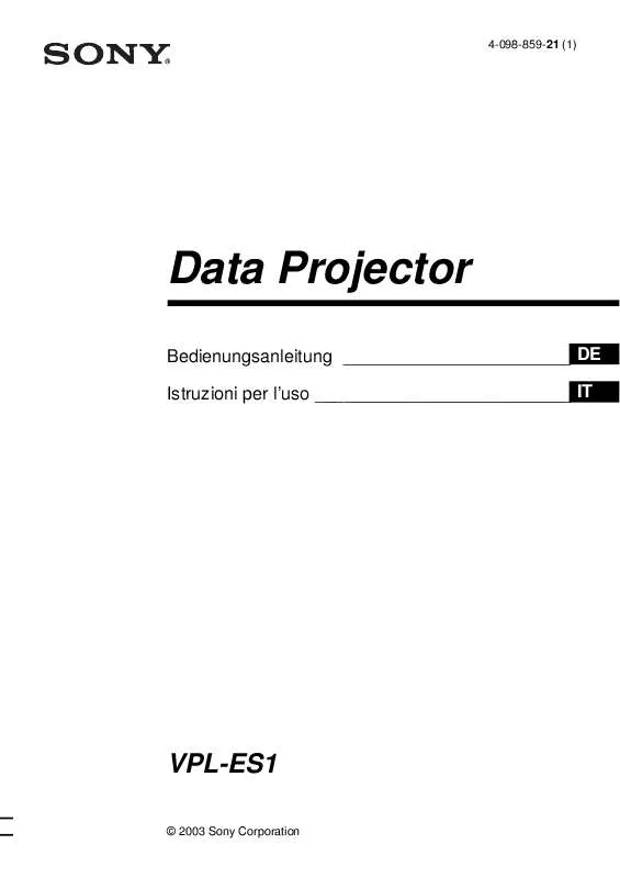 Mode d'emploi SONY VPL-ES1