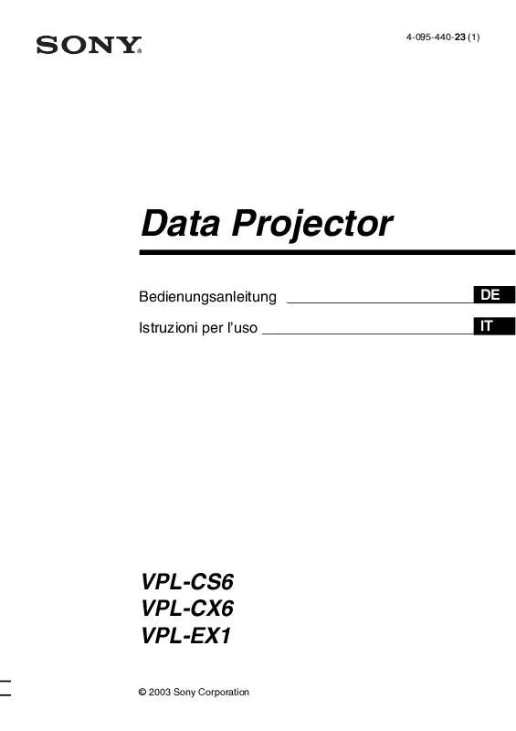 Mode d'emploi SONY VPL-EX1