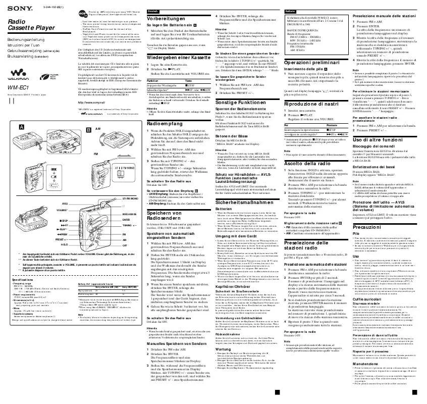 Mode d'emploi SONY WM-EC1