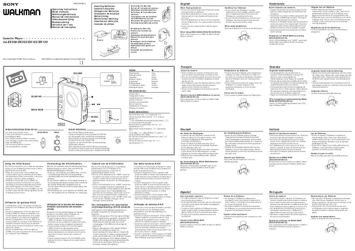 Mode d'emploi SONY WM-EX152