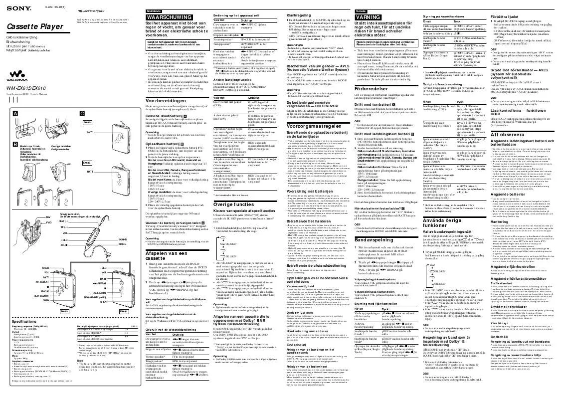 Mode d'emploi SONY WM-EX610