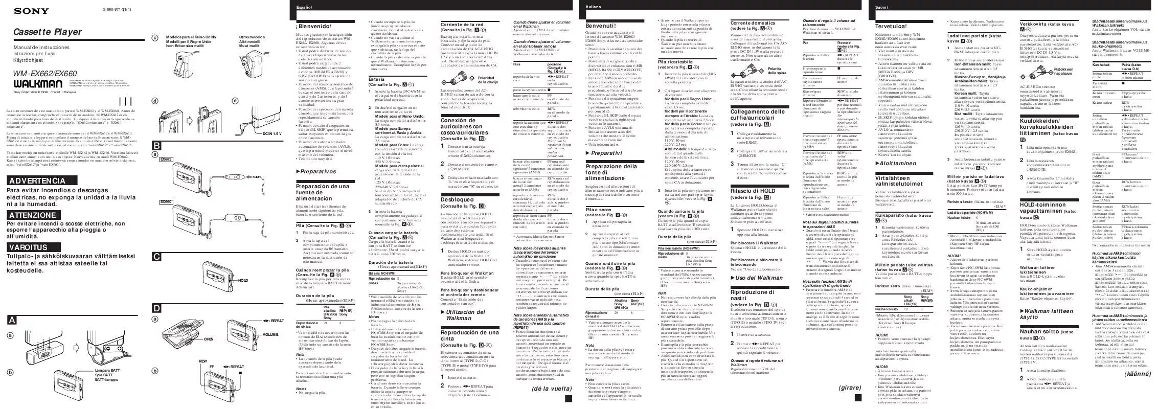 Mode d'emploi SONY WM-EX660