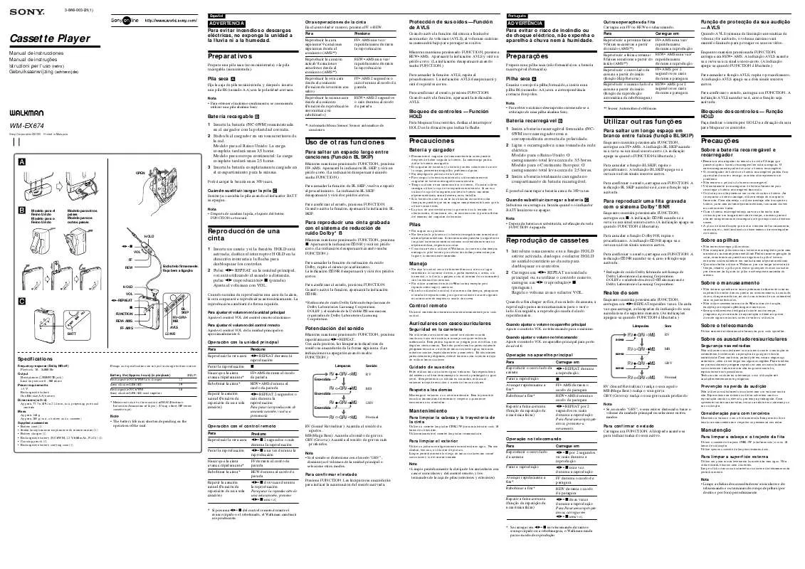 Mode d'emploi SONY WM-EX674