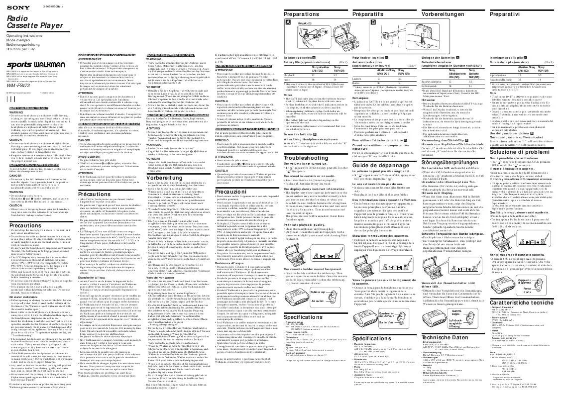 Mode d'emploi SONY WM-FS473