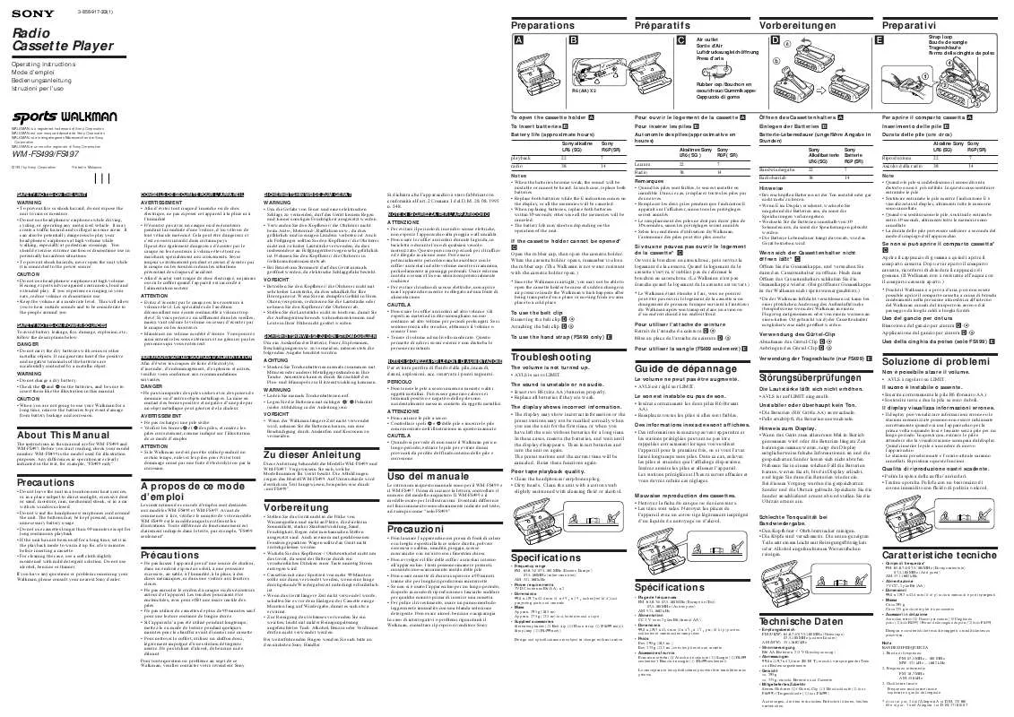 Mode d'emploi SONY WM-FS497