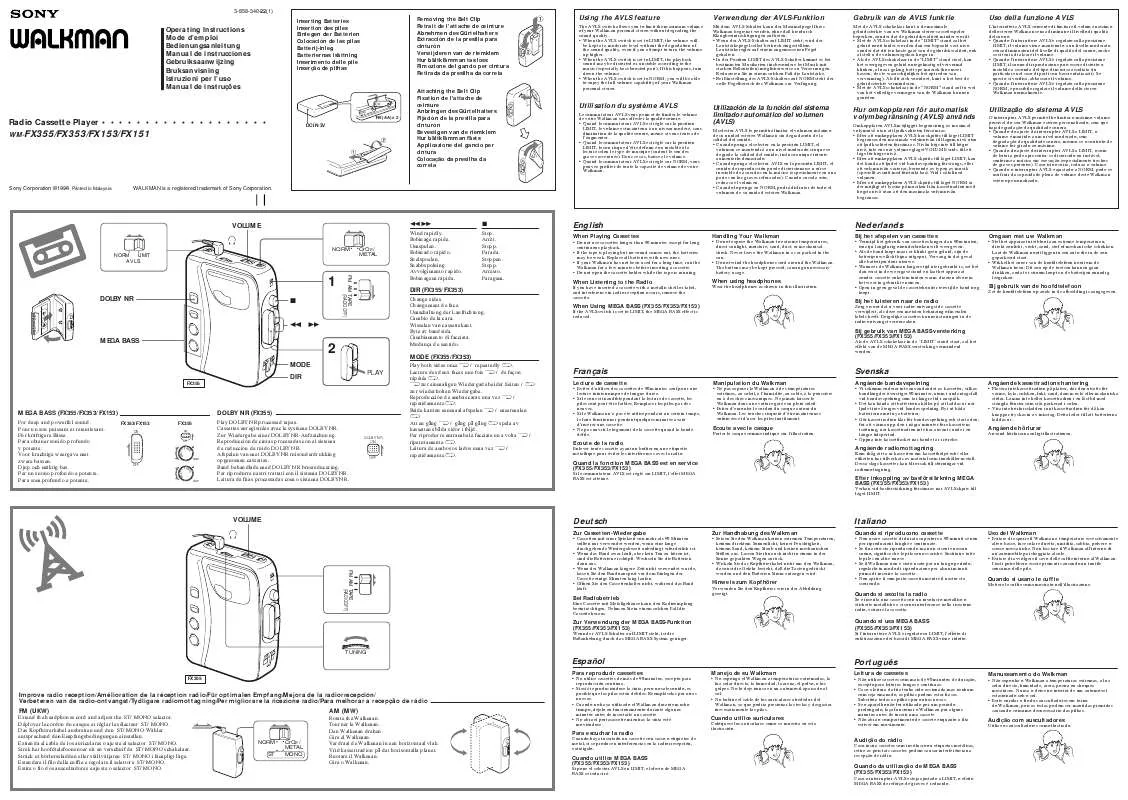 Mode d'emploi SONY WM-FX151