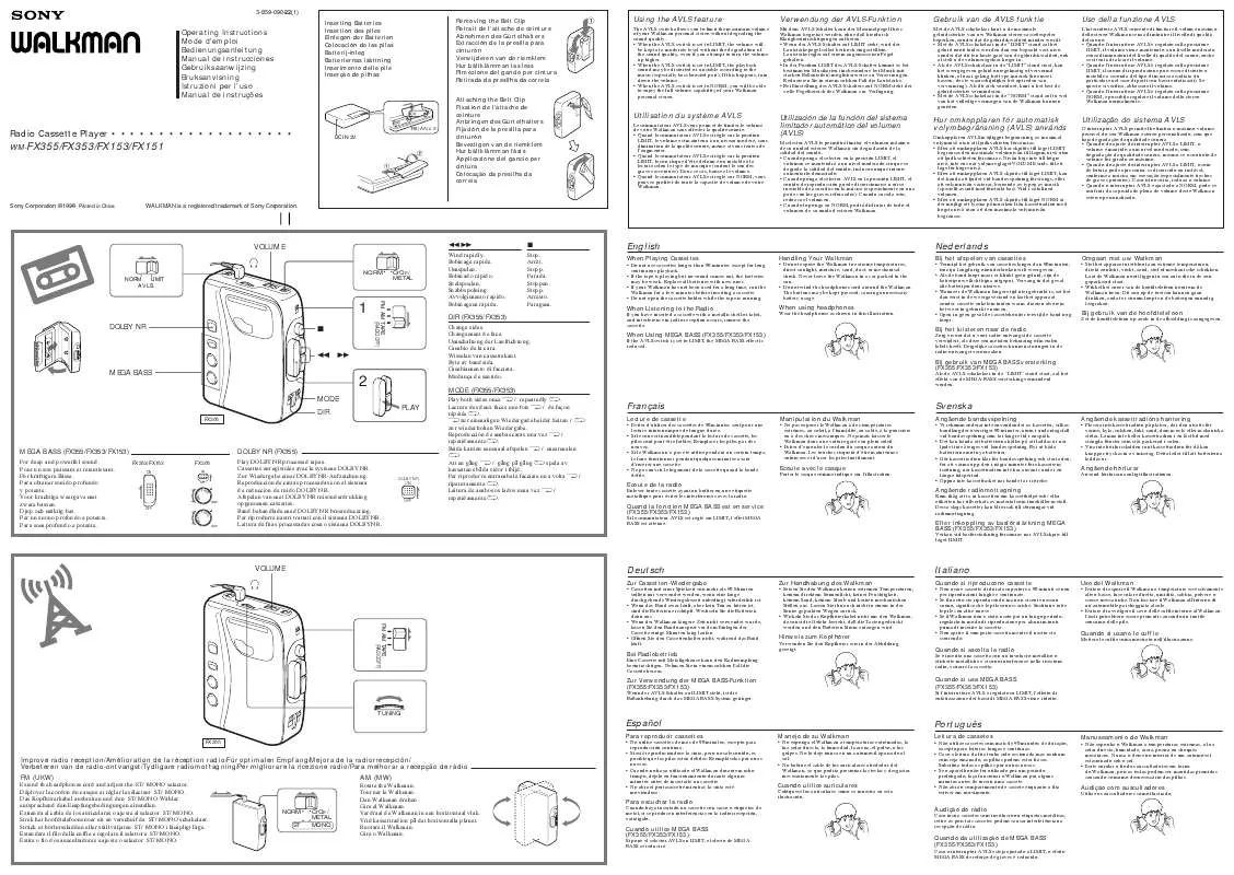 Mode d'emploi SONY WM-FX153