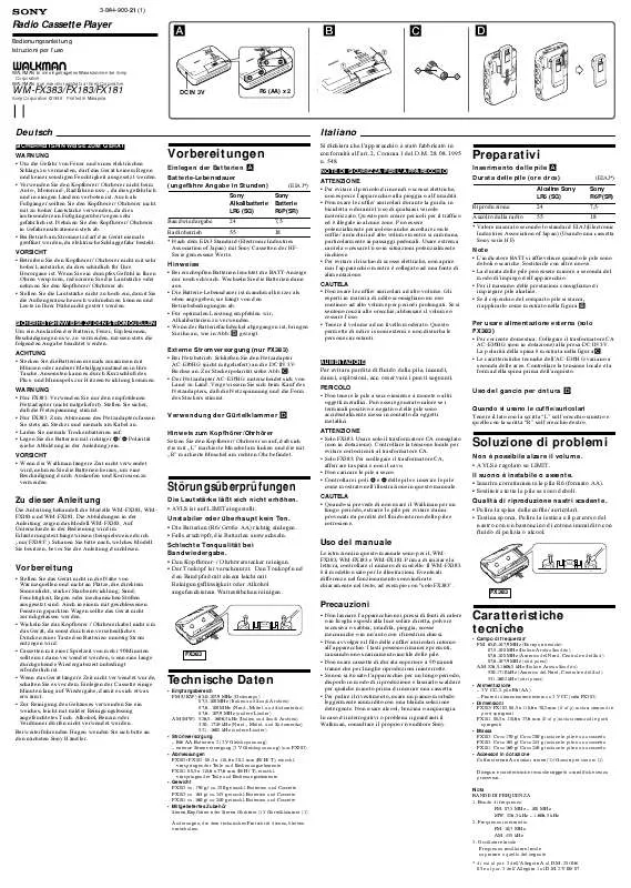 Mode d'emploi SONY WM-FX181