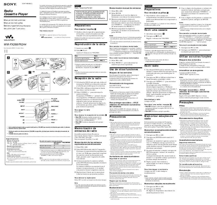 Mode d'emploi SONY WM-FX244