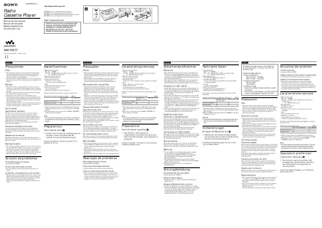 Mode d'emploi SONY WM-FX277