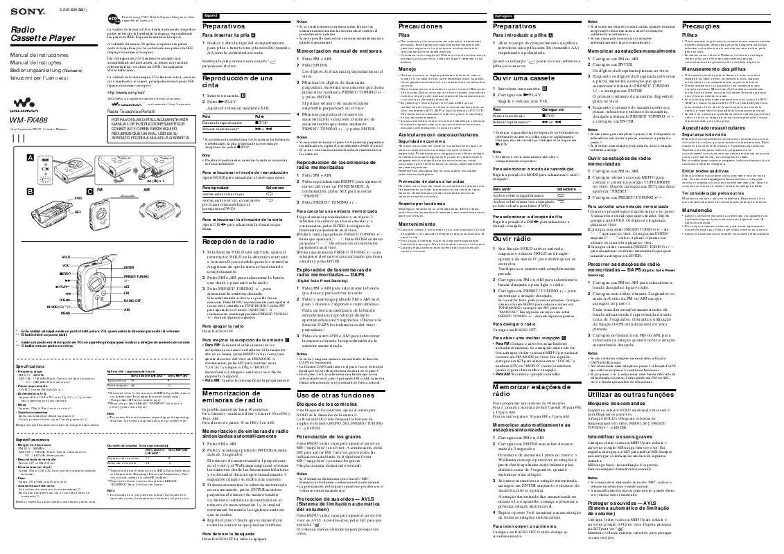 Mode d'emploi SONY WM-FX488