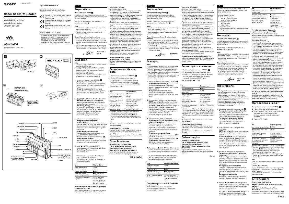 Mode d'emploi SONY WM-GX400