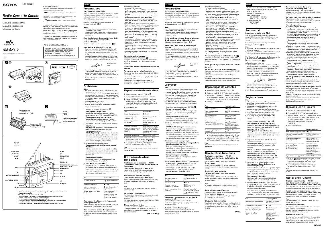 Mode d'emploi SONY WM-GX410