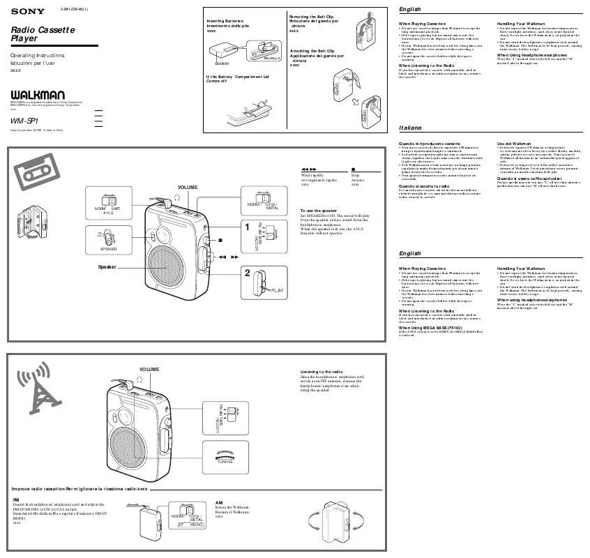 Mode d'emploi SONY WM-SP1