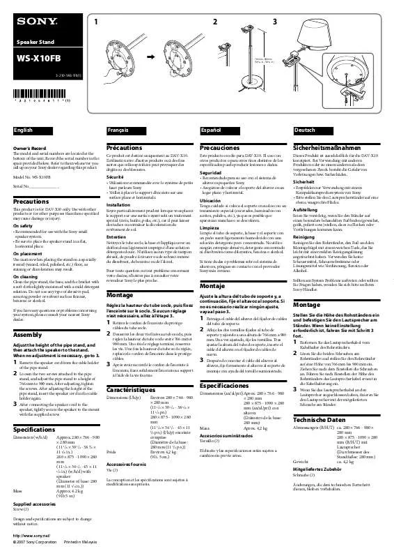 Mode d'emploi SONY WS-X10FB