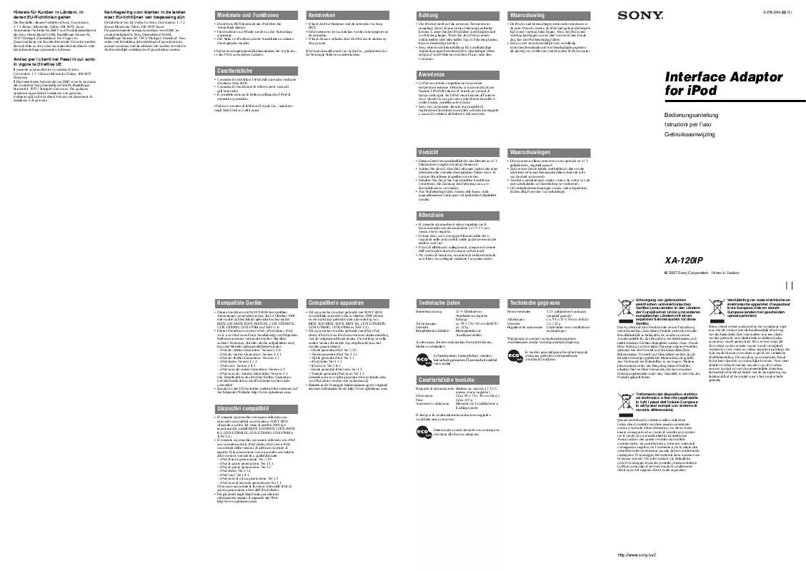 Mode d'emploi SONY XA-120IP