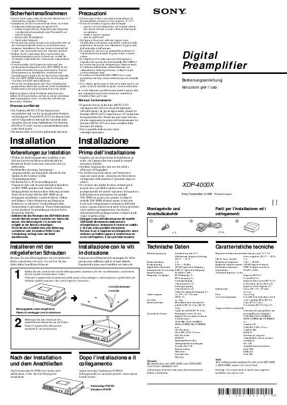 Mode d'emploi SONY XDP-4000X