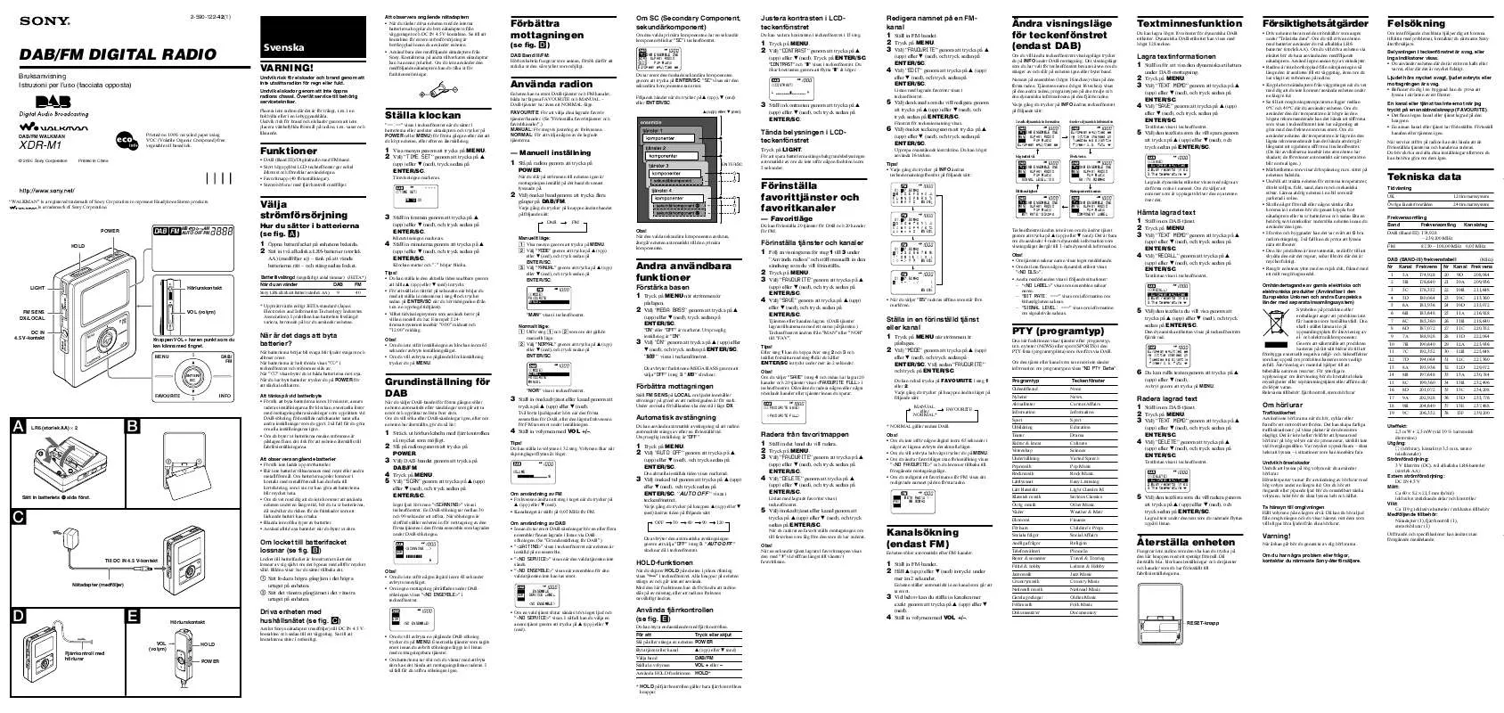 Mode d'emploi SONY XDR-M1