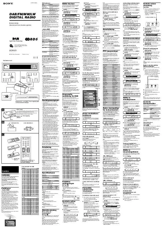 Mode d'emploi SONY XDR-S1