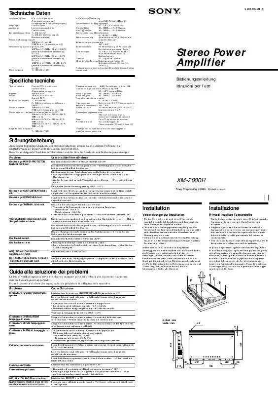 Mode d'emploi SONY XM-2000R